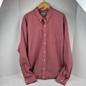 LL Bean Mens XXL Tall Wrinkle Resistant Red Gingham Button Down Shirt Holiday